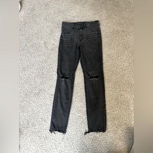 H&M Curvy Jeggings Ultra High Waist Ankle Length in Washed Black
